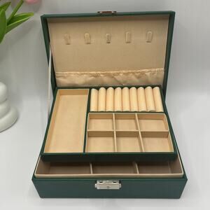 Vintage Double Layer Jewelry Box 0rganiser,Storage,Leather,Jewelry Case
